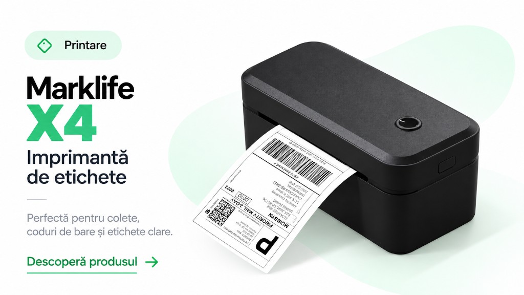 Marklife X4. Imprimantă de etichete. Perfectă pentru colete, coduri de bare și etichete clare.